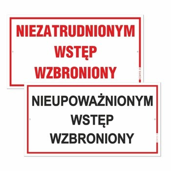 KORFED Tabliczka duża plastikowa NIEUPOWAŻNIONYM/NIEZATRUDNIONYM WSTĘP WZBRONIONY x 1 szt.