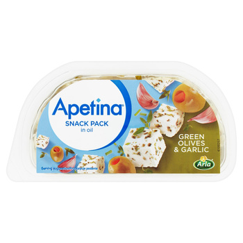 Arla Apetina Ser biały typu śródziemnomorskiego w zalewie olejowej z oliwkami i czosnkiem 100 g