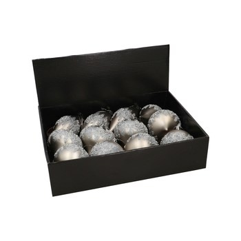 EM&EM Bombka na choinkę szara 12 szt.