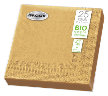 Grosik Serwetki stołowe złote 33 x 33 25 szt