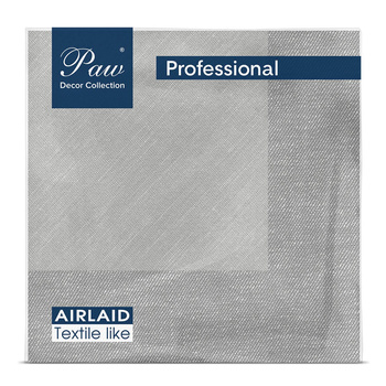 Serwetka PAW Professional Dinner Bamberg (grey), Serwetki 1-warstwowe 40x40cm składane 1/4 50szt. w paczce. Wykonane z AIRLAID.