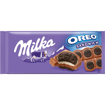 Milka Oreo Sandwich Czekolada mleczna z ciastkami kakaowymi z nadzieniem o smaku waniliowym 92 g
