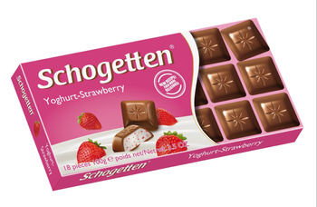 Schogetten Czekolada mleczna z nadzieniem jogurtowo-truskawkowym 100 g