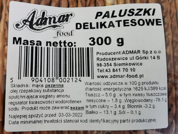 Admar paluszki delikatesowe 300 g