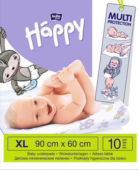 Bella Baby Happy Podkłady higieniczne dla dzieci XL 90 cm x 60 cm 10 szt