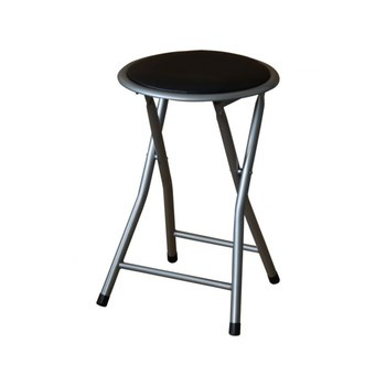 Taboret składany srebrny z czarnym siedziskiem