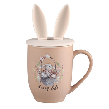 Kubek uszak  350 ml  z pokrywką silikonową