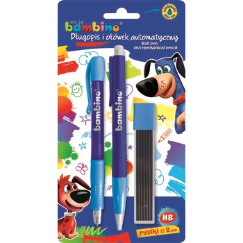 Bambino długopis i ołówek automatyczny + rysiki do ołówka