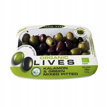 BIO Oliwki zielone i kalamata marynowane - drylowane / Fresh Pack 200g Lyrakis Family