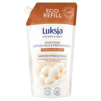 Luksja Creamy & Soft Kremowe mydło w płyniemleczko bawełniane i Prowitamina B5 900ml opakowanie uzupełniające