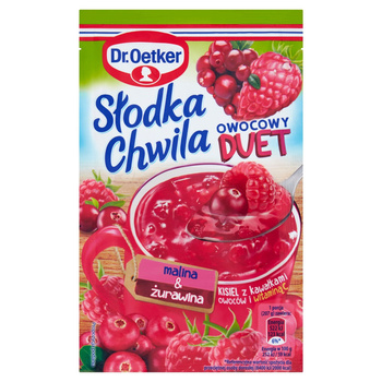 Dr Oetker Słodka Chwila Owocowy Duet Kisiel z kawałkami owoców malina & żurawina 32g
