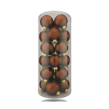 Bombki szklane 60 mm, 24 sztuki tuba brązowy mat