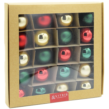 Bombka szklana fi 30 mm/20 sztuk gładkie mix tradycyjny