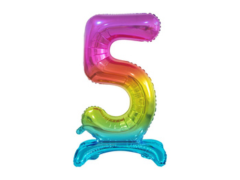 Balon foliowy B&C Cyfra stojąca 5, tęczowa, 74 cm
