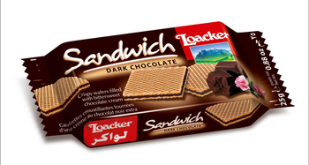 Loacker Chrupiące wafle przekładane kremem z ciemnej czekolady 25 g