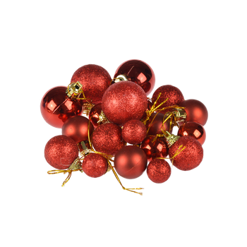 Komplet bombek dekorowanych - mix rozmiarów czerwonych