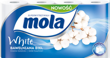 Mola White Papier toaletowy bawełniana biel 8 rolek