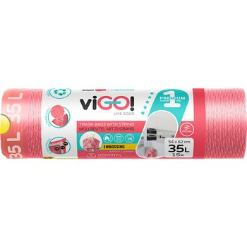 viGO! Eko Worki LD z taśmą 4 SEASONS ORIGINAL truskawka 35 l 15szt