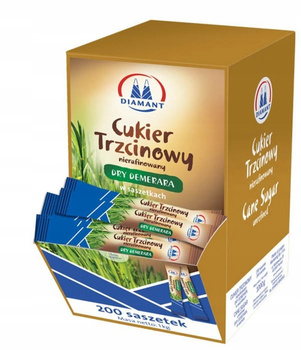 Diamant Dry Demerara Cukier trzcinowy nierafinowany 1 kg (200 sztuk)