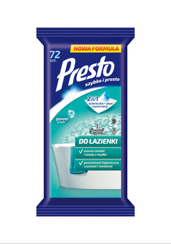 Presto Ściereczki nawilżane do łazienki 72 sztuki