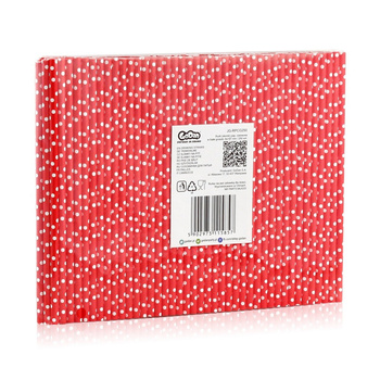 Słomki papierowe czerwone w białegroszki, 6x197 mm / 250 szt