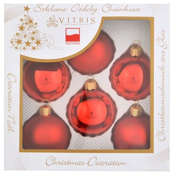 Vitbis Bombka szklana gładka czerwona 60mm 6szt.