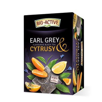 Big-Active Herbata Czarna Earl Grey o smaku bergamotki i cytrusów, aromatyzowana 20 torebek x 2g (40g)
