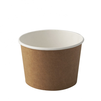 Kubek na zupę z papieru, okrągłe, 475 ml, średnica 11 cm x 7,7 cm, beżowy/biały, "KRAFT"25 szt.,