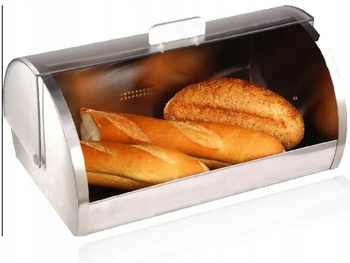 Chlebak nierdzewny z akrylową pokrywa 39 cm