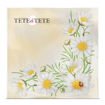 Serwetki Tete a Tete ED Bukiet z Margaretek, Serwetki Tete a Tete 3-warstwowe 33x33cm składane 1/4 20szt w paczce