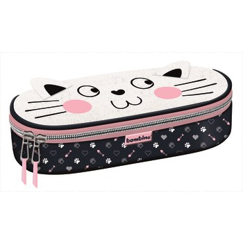Bambino piórnik saszetka usztywniona z wewnętrzną klapką Cat