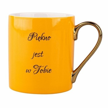 Kubek prosty z sentencją i uchem w kolorze złota 300 ml żółty dekoracja A Altom Design