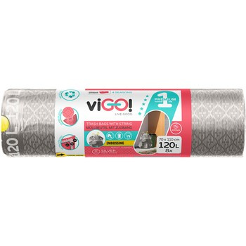 viGO! Eko Worki LD z taśmą 4 SEASONS SILVER new home 120 l 8szt