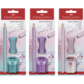 Zestaw jumbo sparkle cosmic (ołówek + temperówka rollon + gumka rollon) mix kolorów blister Faber-Castell