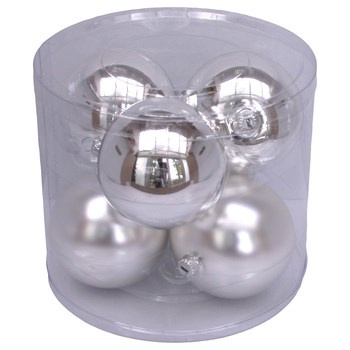 Vitbis Bombka szklana fi. 80/6 szt. tuba srebrny