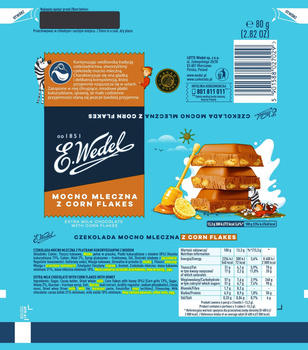 E. Wedel Czekolada mocno mleczna z corn flakes 80 g