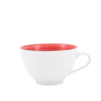 Filiżanka porcelanowa Ole 400ml Joy czerwony + obwódka szara