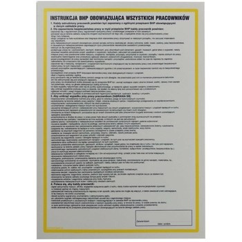 Tablica instrukcja BHP ogólna