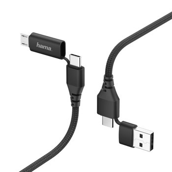 Adapter 4w1 Hama USB-C/Micro USB/USB-A 1,5m Czarny