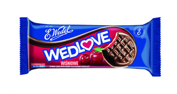 E. Wedel Wedlowe Wiśniowe Biszkopty z galaretką wiśniową oblane czekoladą deserową 147 g
