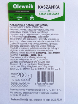 Kaszanka Roślinne Smaki z kaszą gryczaną 200g Olewnik