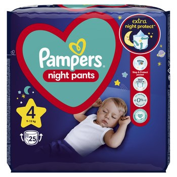 Pampers Night Pants Pieluchomajtki, rozmiar 4, 25 sztuk, 9kg-15kg