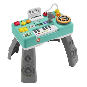 Fisher-Price „Ucz się i śmiej!” Muzyczny Stolik DJ-a Poziomy Nauki Zabawka edukacyjna dla dzieci Polska wersja językowa HRB65