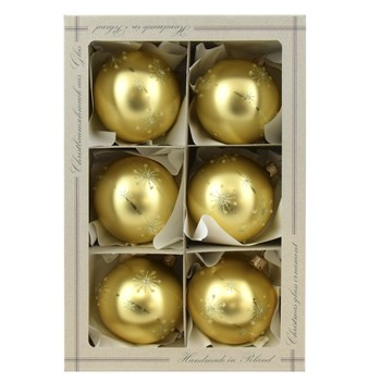 Bombka szklana dekor tradycyjny 80mm/6 szt, złote/szampan