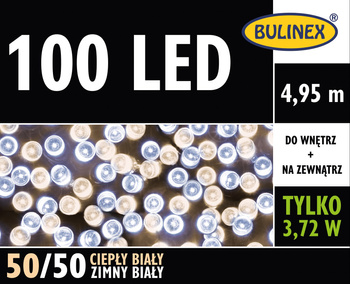 Lampki 100 LED biały zimny/biały ciepły z zasilaczem, 4,95M dekoracji, na zewnątrz i do wnętrz