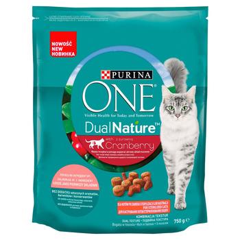 PURINA ONE DualNature Pełnoporcjowa karma dla dorosłych kotów z żurawiną 750 g