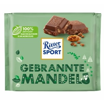 Ritter Sport ZIMA 2022 Czekolada mleczna z kawałkami karmelizowanych migdałów 100g