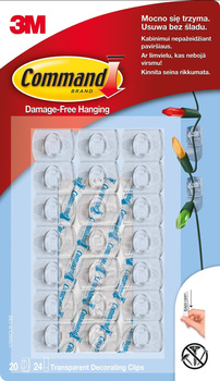 Przezroczyste Haczyki Command™ do wieszania ozdób , 20 haczyków, 24 mini przezroczyste paski