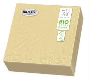 Grosik Serwetki biodegradowalne ecru 33 x 33 cm 50 sztuk