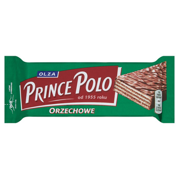Olza Prince Polo Orzechowe Kruchy wafelek z kremem o smaku orzechowym oblany czekoladą 35 g